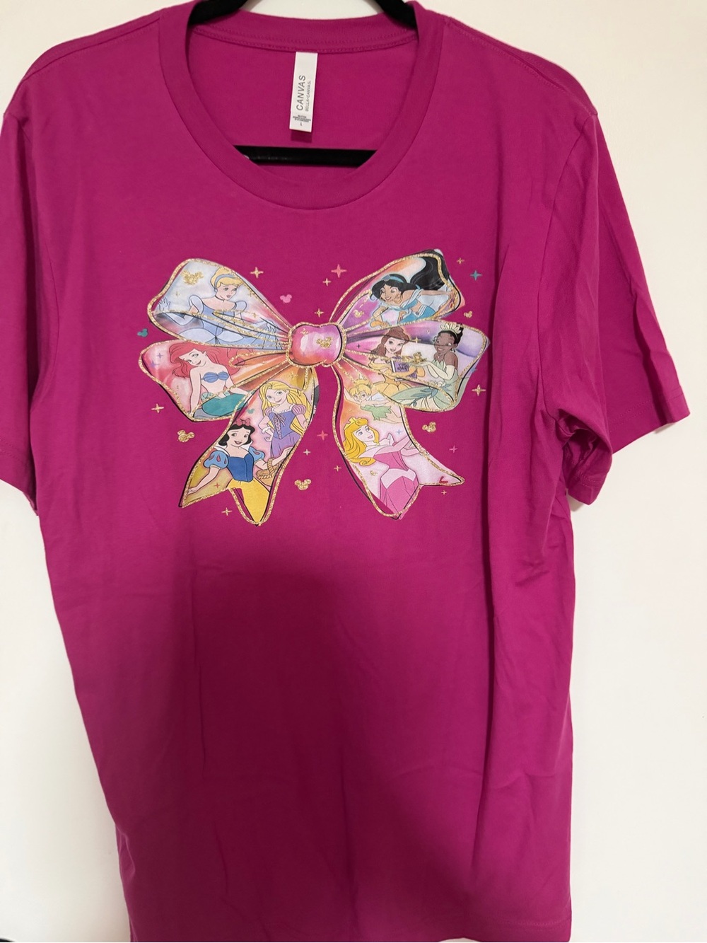Womens Magenta Short-Sleeve Tee with Bow Princess Graphic
